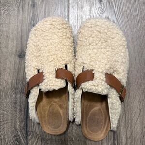 Time and Tru Cream and Brown Mules